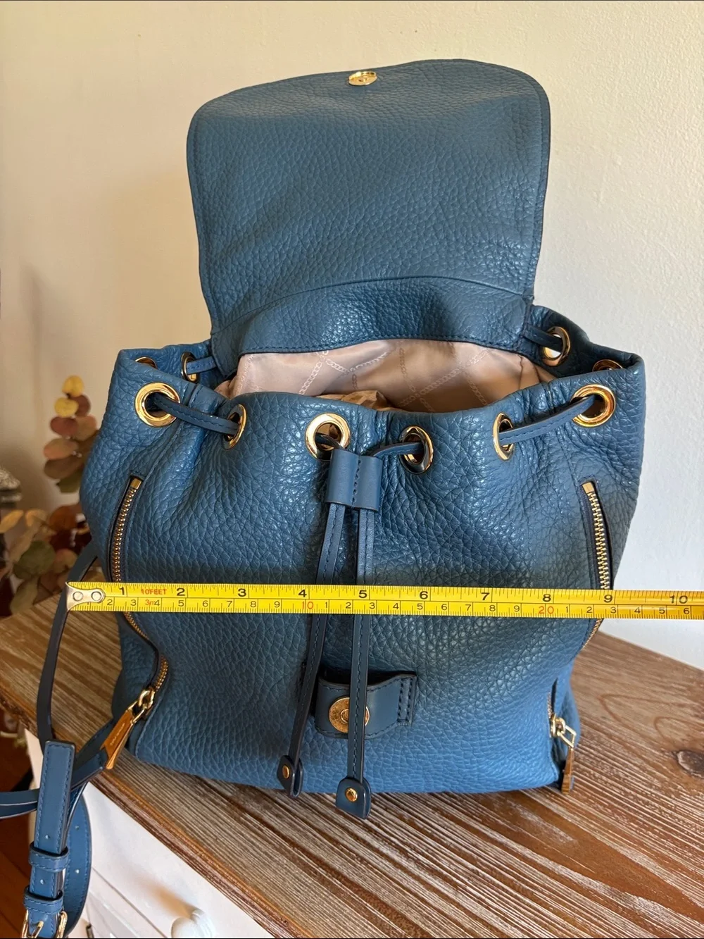 MICHAEL KORS Blue Pebble Leather Backpack